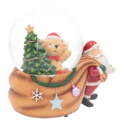 Snow Globe With Santa And Teddy Bear | Music | ⌀9cm | 15cm Tall