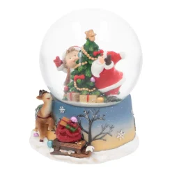 Snow Globe With Santa And Child | Music | ⌀9cm | 15cm Tall