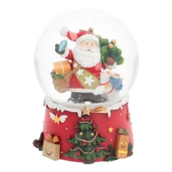 Snow Globe With Santa And Dog | Music | ⌀9cm | 15cm Tall