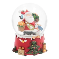 Snow Globe With Santa And Dog | Music | ⌀9cm | 15cm Tall