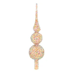 Sparkling Glass Tree Topper With Multicolor Sequins