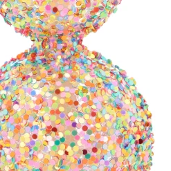 Sparkling Glass Tree Topper With Multicolor Sequins