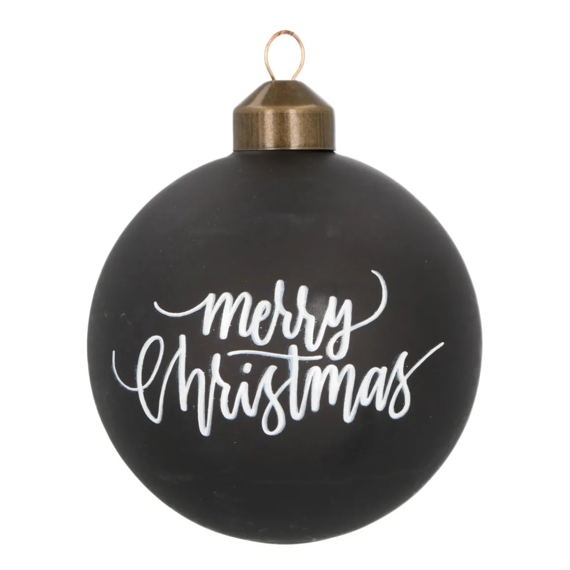 Special Glass Christmas Bauble 'Merry Christmas' 8cm Black