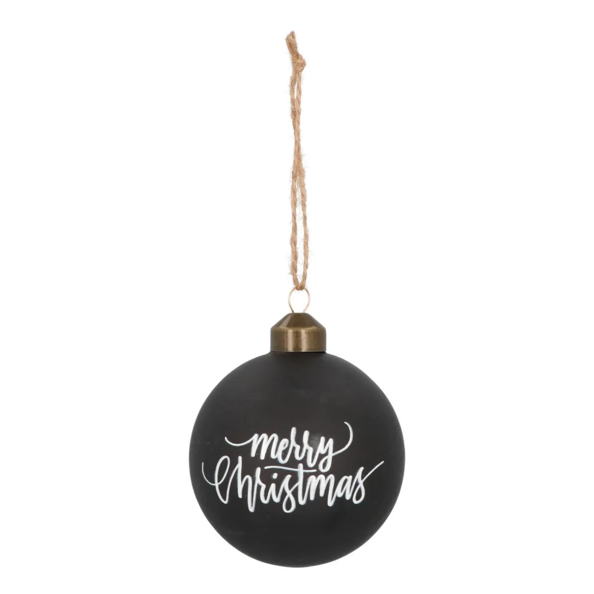 Special Glass Christmas Bauble 'Merry Christmas' 8cm Black