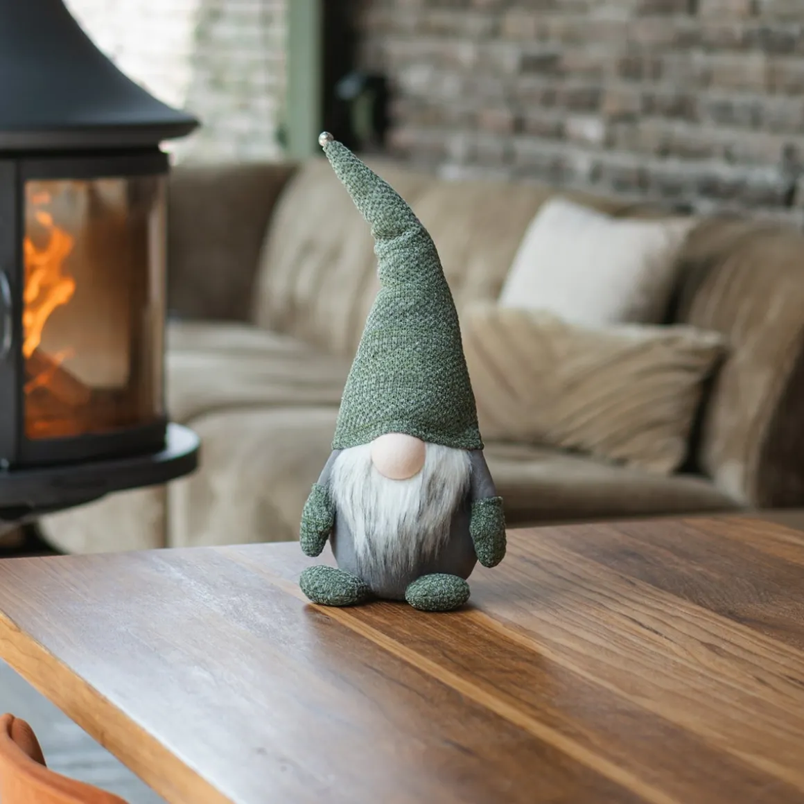 Standing Gnome | Green | Fabric | 42 Cm