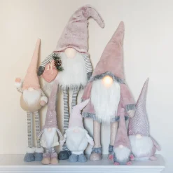 Standing Gnome 52cm Pink/silver