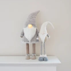 Standing Gnome With Telescopic Legs 65/85cm Cream