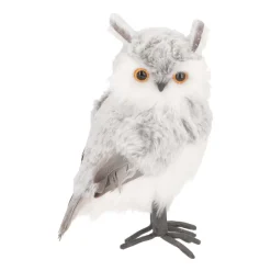Standing Owl | Grey | Plush 'Faux Fur' | 23cm / 9"