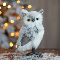 Standing Owl | Grey | Plush 'Faux Fur' | 23cm / 9"