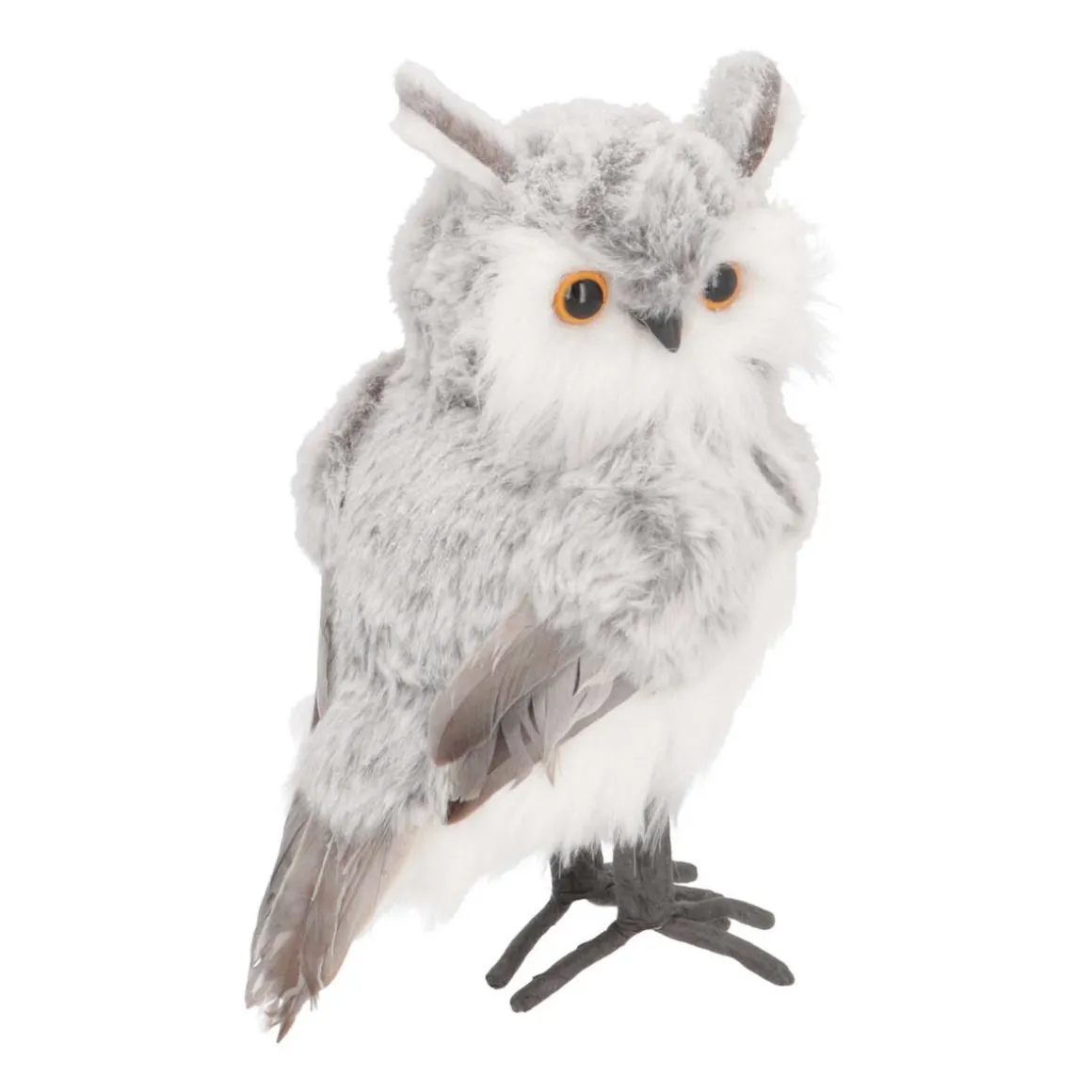 Standing Owl | Grey | Plush 'Faux Fur' | 23cm / 9"