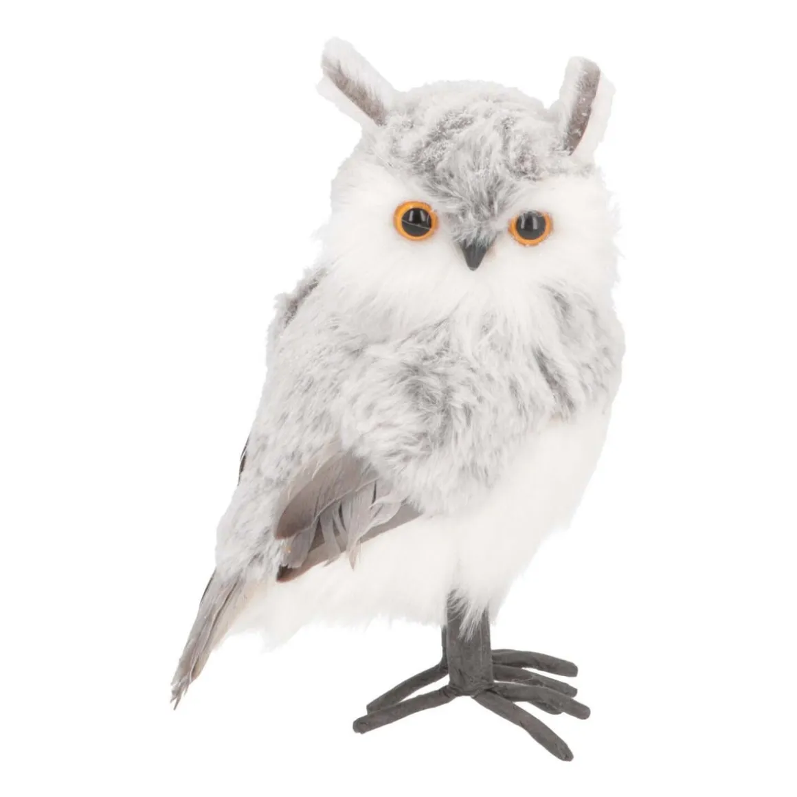 Standing Owl | Grey | Plush 'Faux Fur' | 23cm / 9"