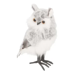 Standing Owl | Grey | Plush 'Faux Fur' | 23cm / 9