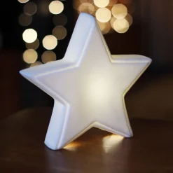 Star With LED White 21 Cm Porcelain