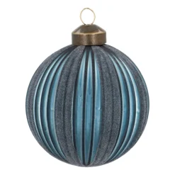 Stylish Blue Christmas Bauble With Felt Stripes