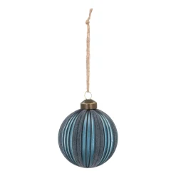 Stylish Blue Christmas Bauble With Felt Stripes