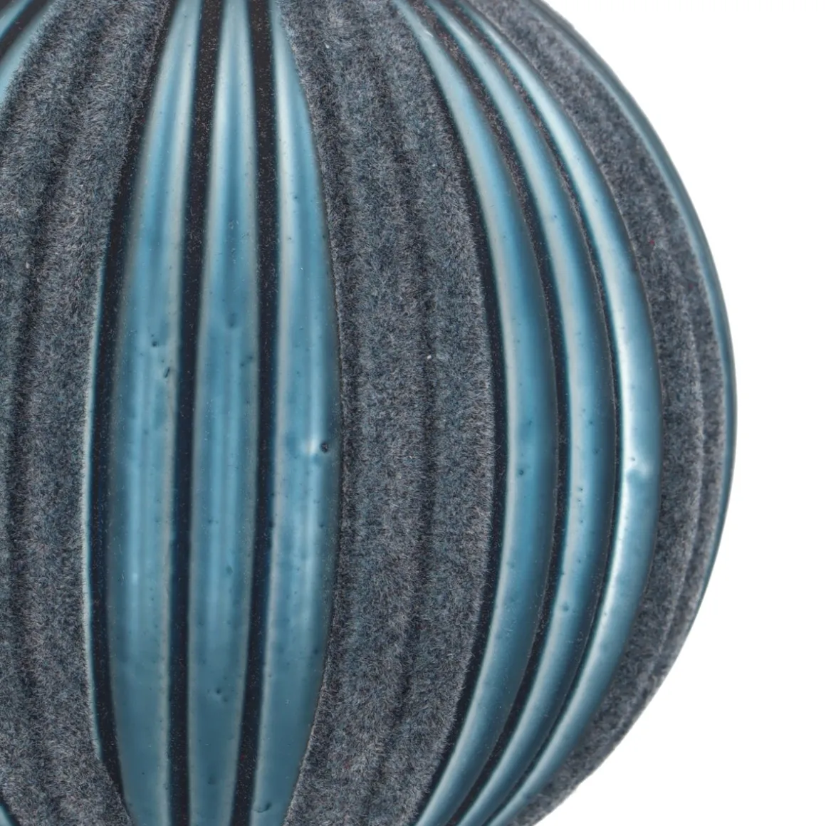 Stylish Blue Christmas Bauble With Felt Stripes