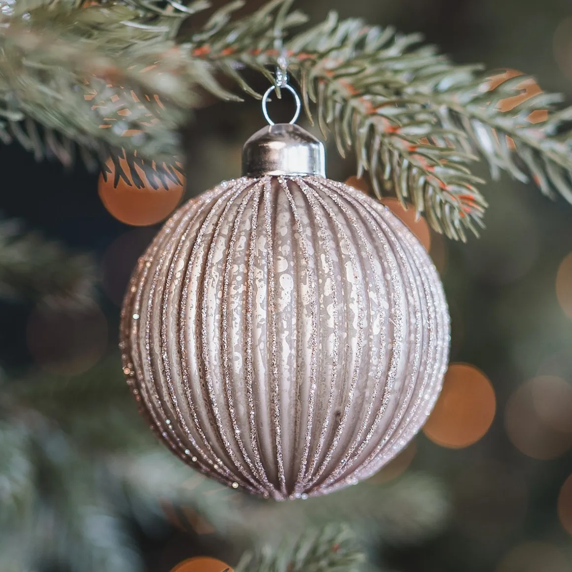 Stylish Champagne Christmas Bauble With Depth