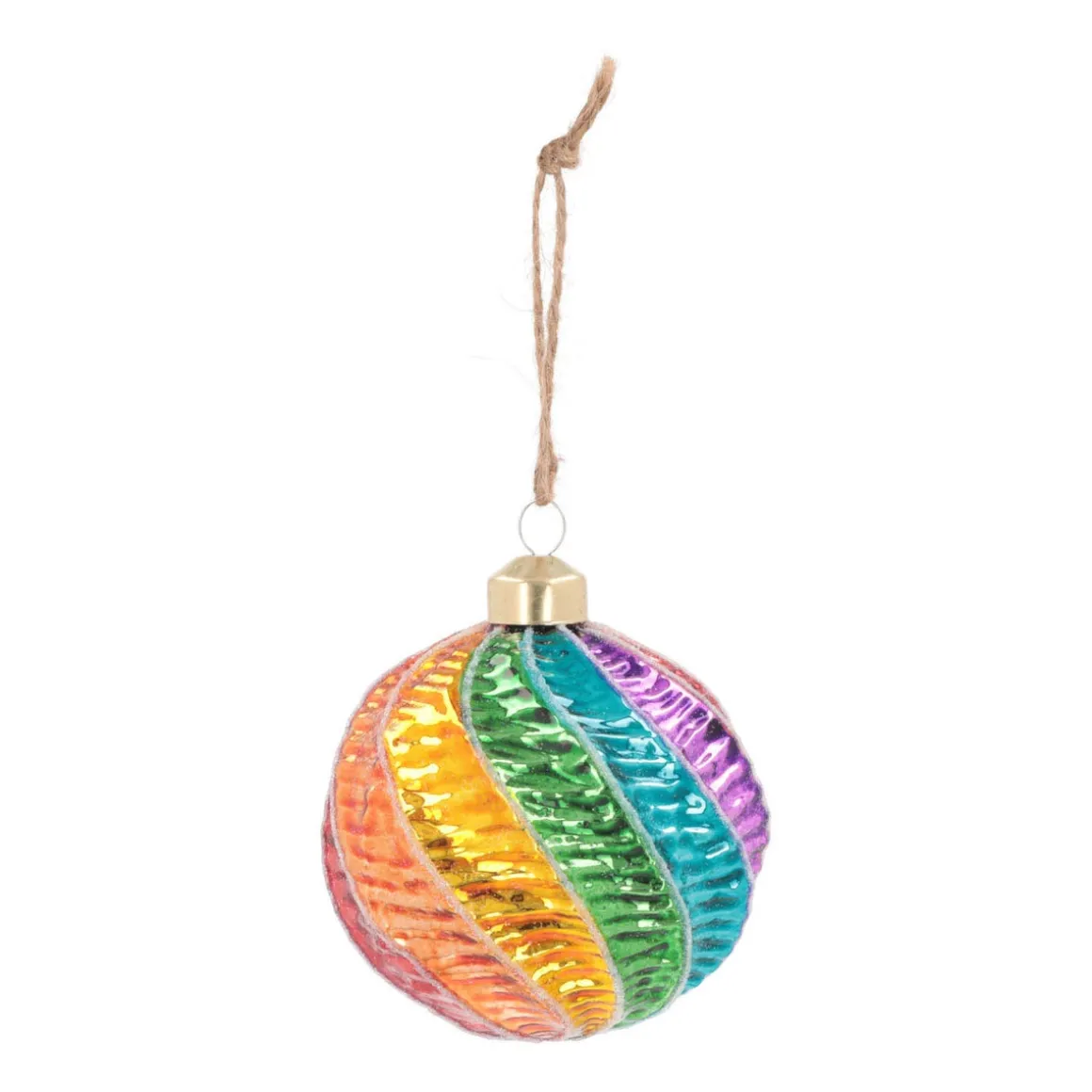 Swirl Luxury Christmas Bauble | Glass | Multi | 8cm