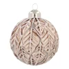 Taupe Christmas Bauble With Natural Leaf Motif