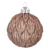 Taupe Christmas Bauble With Elegant Leaf Motif