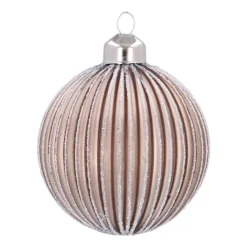Taupe Christmas Bauble With Playful Lantern Relief