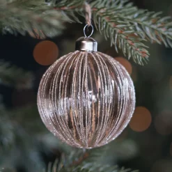 Taupe Christmas Bauble With Refined Relief