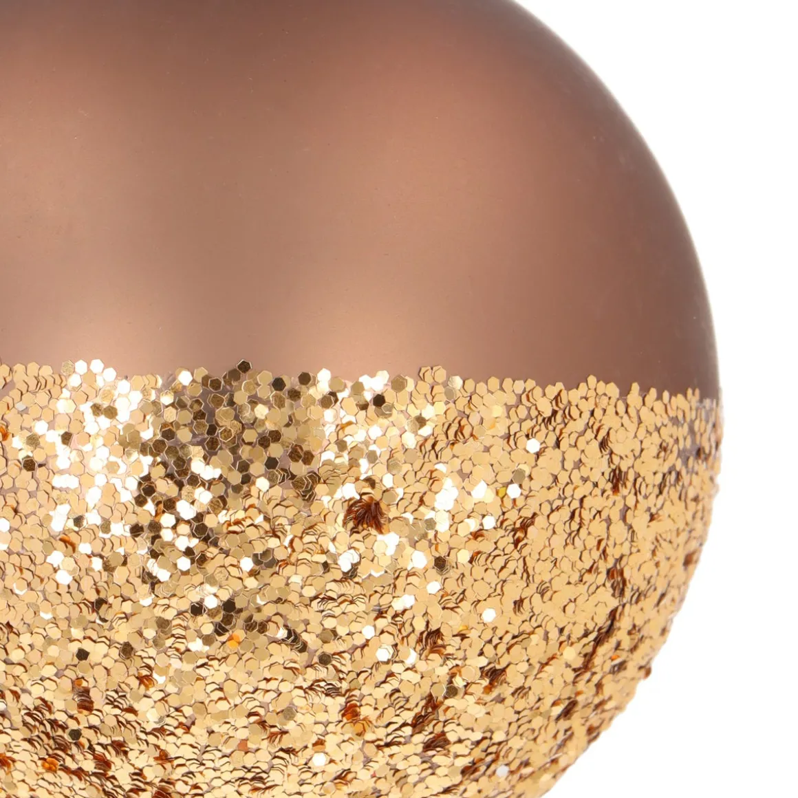 Taupe Christmas Bauble With Sparkling Glitter Dip