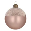 Taupe Christmas Bauble With Matte Finish And Glitters
