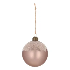 Taupe Christmas Bauble With Matte Finish And Glitters