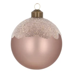 Taupe Christmas Bauble With Matte Finish And Glitters