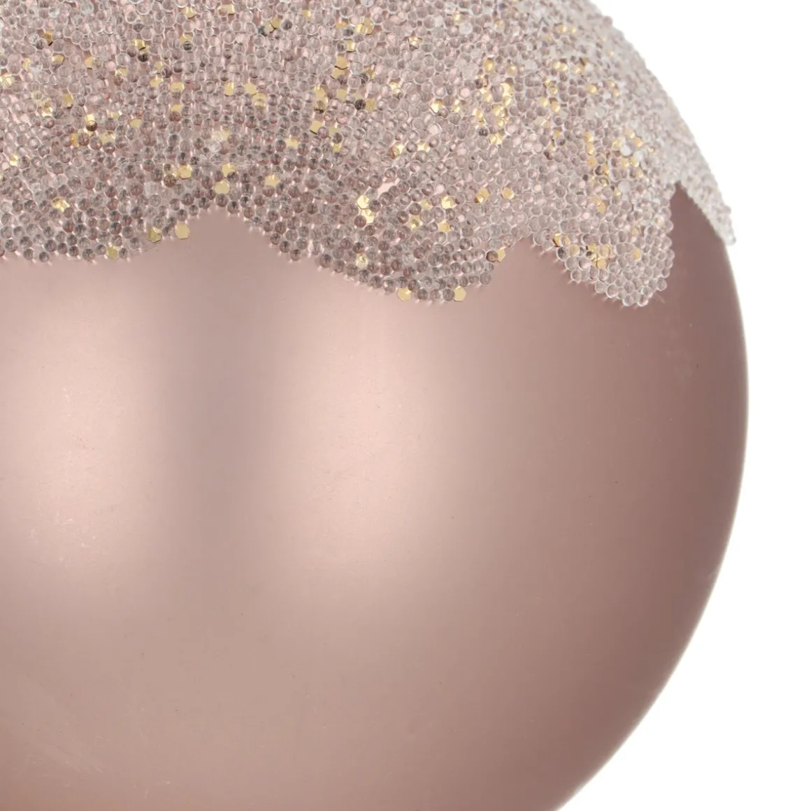 Taupe Christmas Bauble With Matte Finish And Glitters