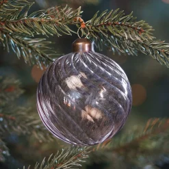 Taupe Christmas Bauble With Elegant Swirls