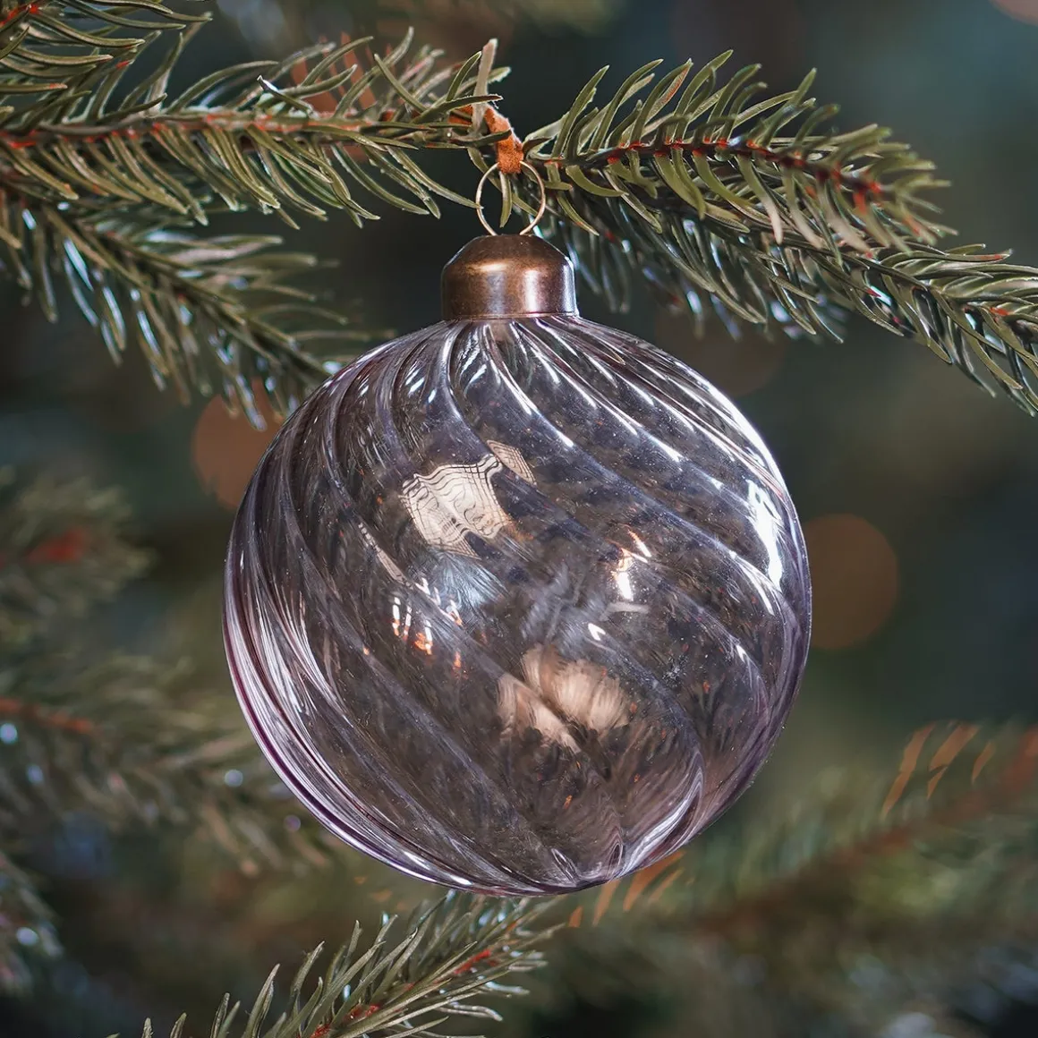 Taupe Christmas Bauble With Elegant Swirls