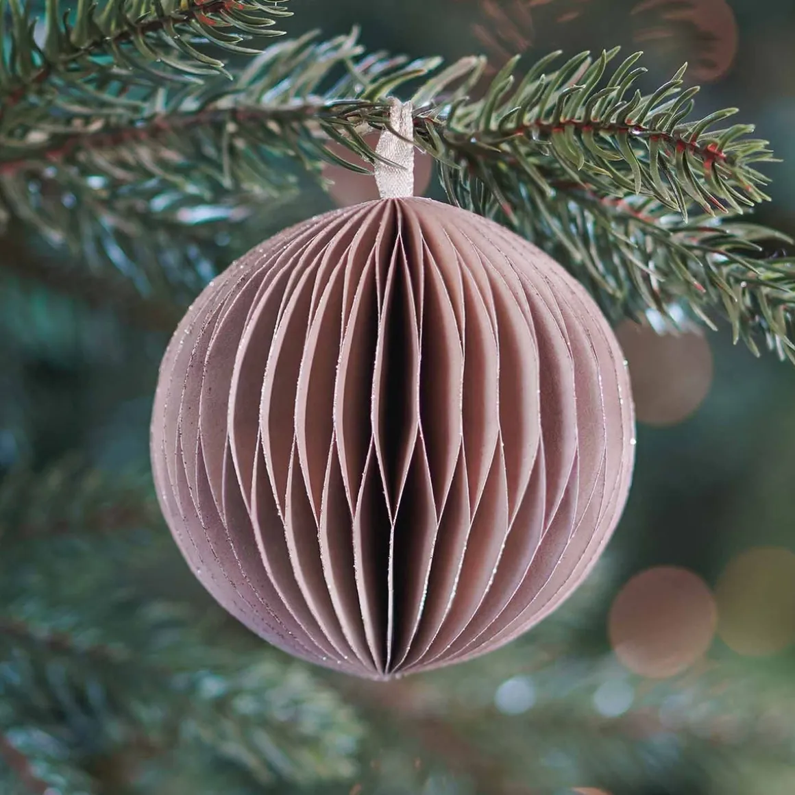 Taupe Paper Christmas Bauble 8 Cm