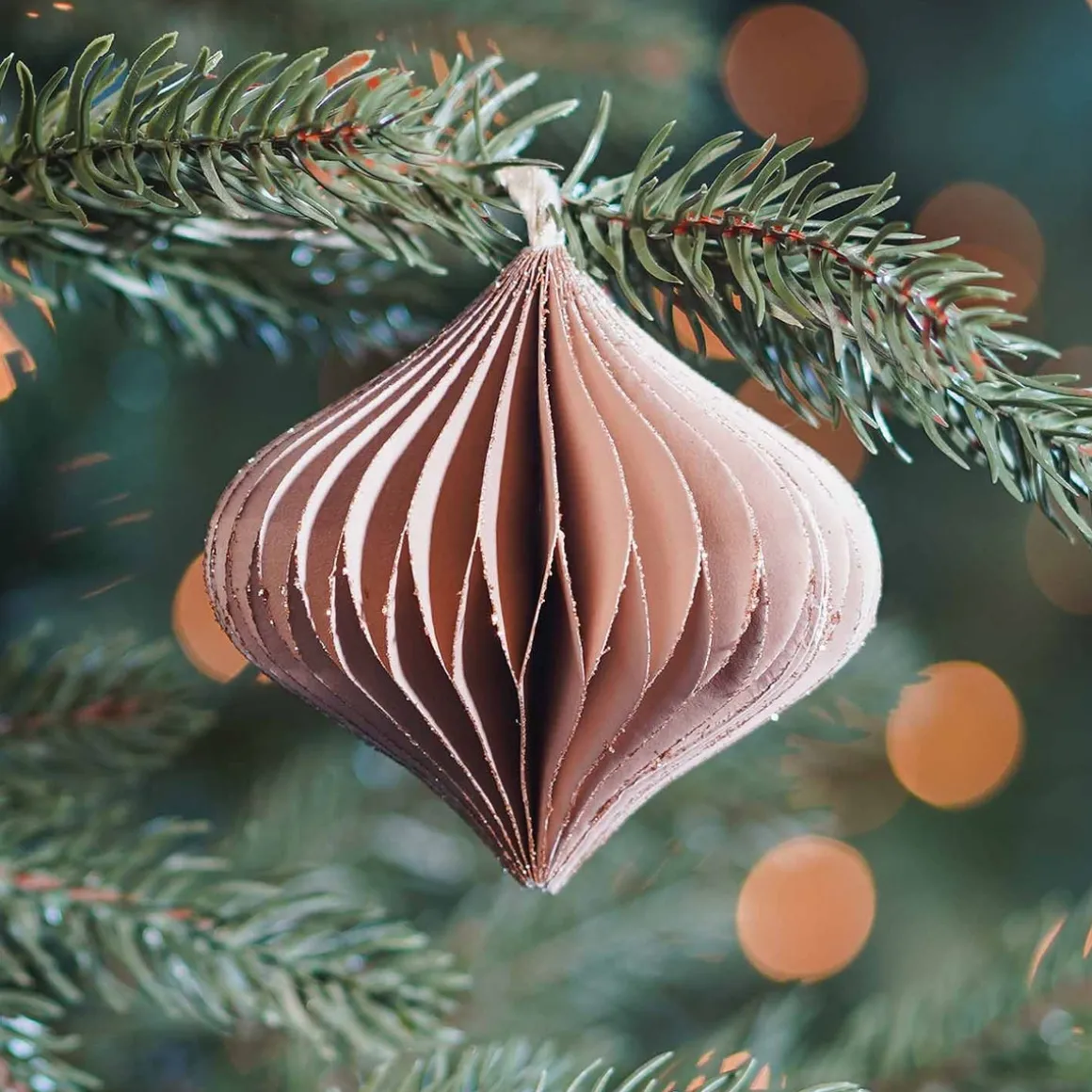 Taupe Paper Christmas Ornament 8 Cm