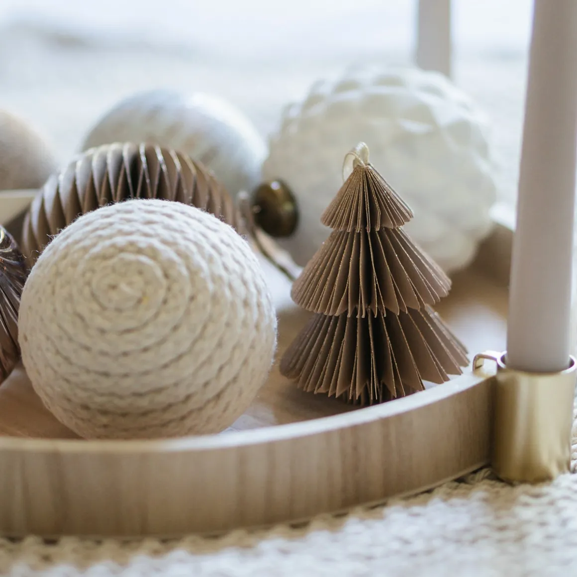 Taupe Paper Christmas Tree With Glitters