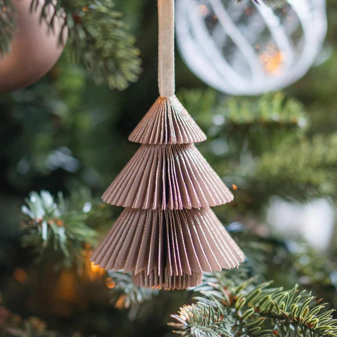 Taupe Paper Christmas Tree With Glitters