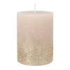 Taupe Pillar Candle With Gold Glitter | 10 Cm