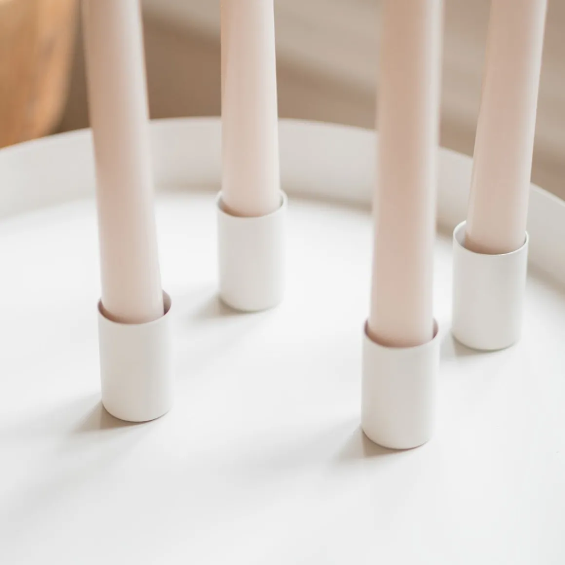 Taupe Tray With Magnetic Candle Holders