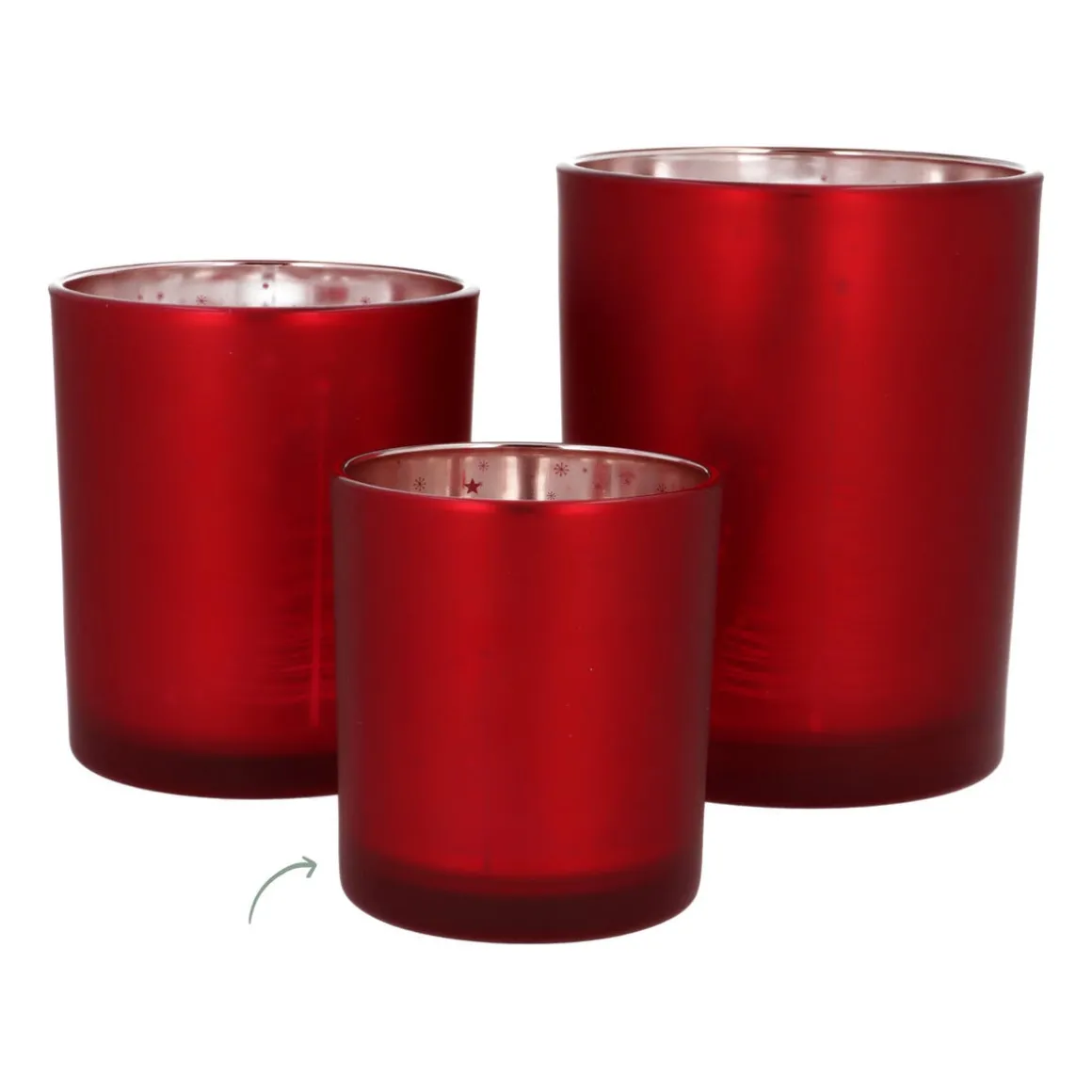 Tealight Holder With Christmas Trees | Glass | 8cm | Red