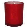 Tealight Holder With Christmas Trees | Glass | 10cm | Red