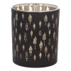 Tealight Holder With Little Christmas Trees | Glass | 8cm | Black-gold