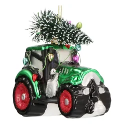 Tractor Glass Hanging Figurine 9cm Green
