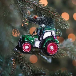 Tractor Glass Hanging Figurine 9cm Green