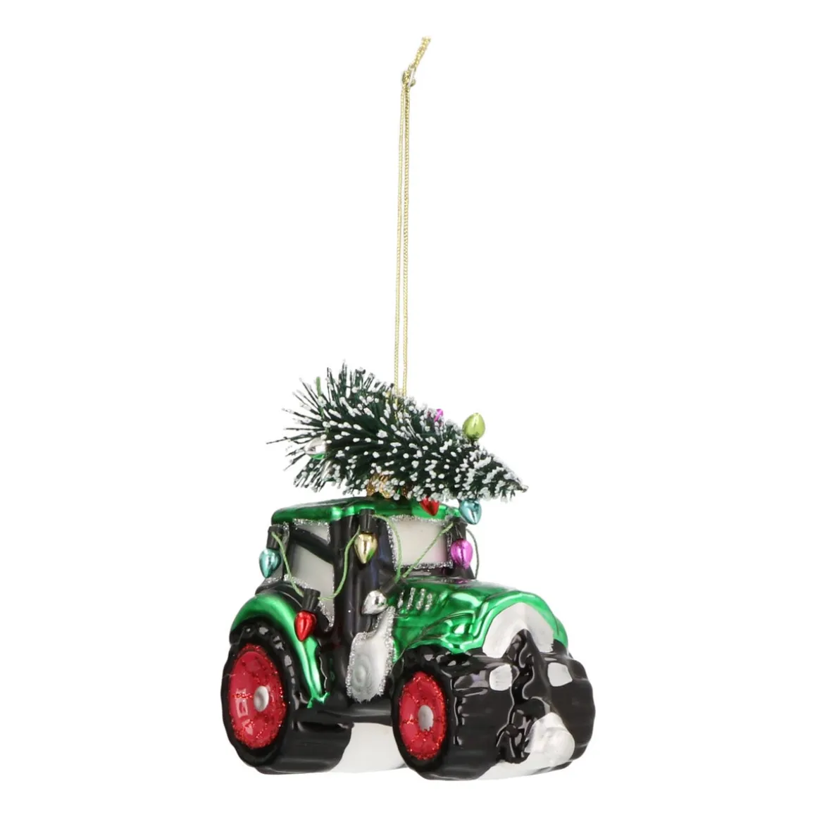 Tractor Glass Hanging Figurine 9cm Green