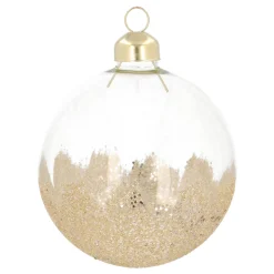 Transparent Christmas Bauble With Gold Glitter Dip