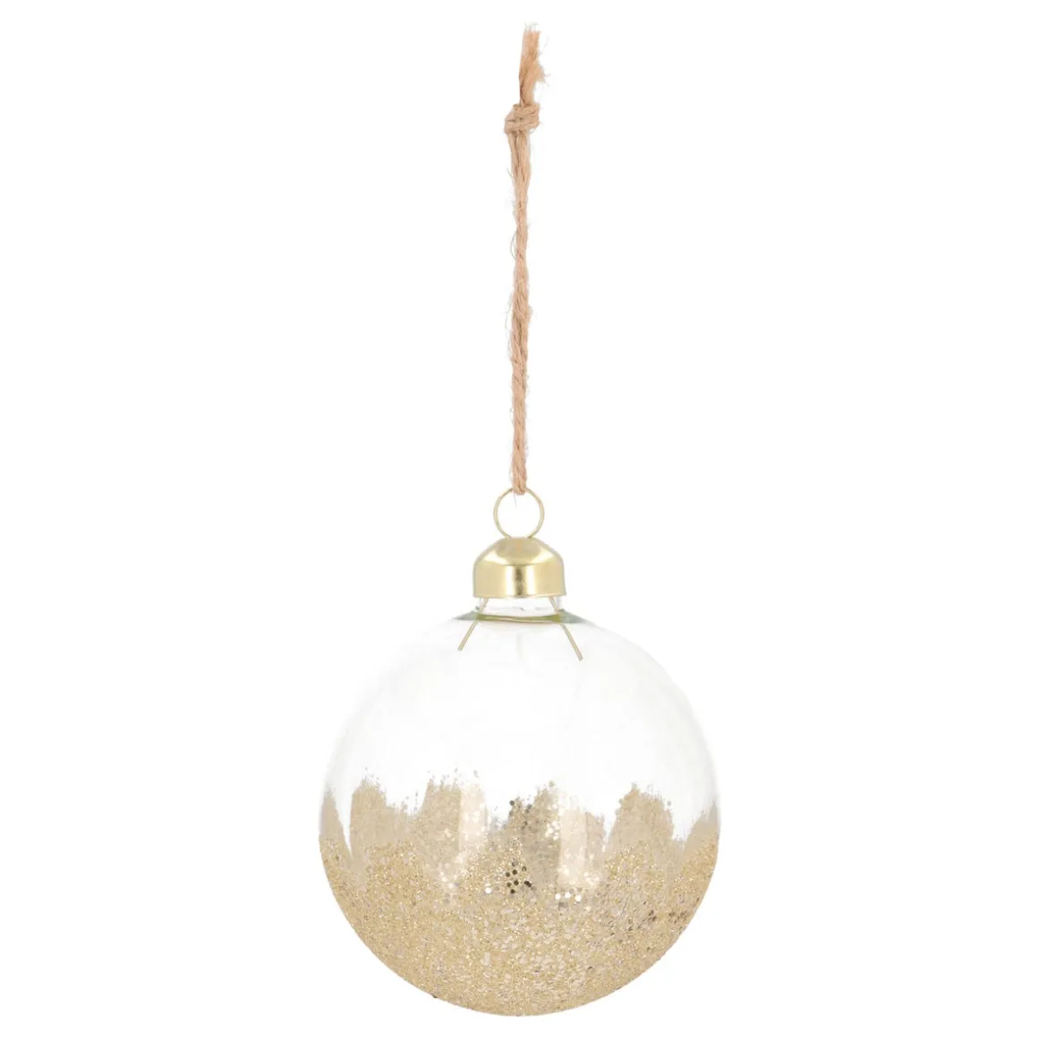 Transparent Christmas Bauble With Gold Glitter Dip