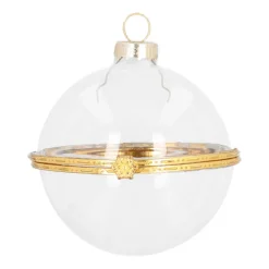 Transparent Fillable Christmas Bauble Made Of Glass 8 Cm Gold