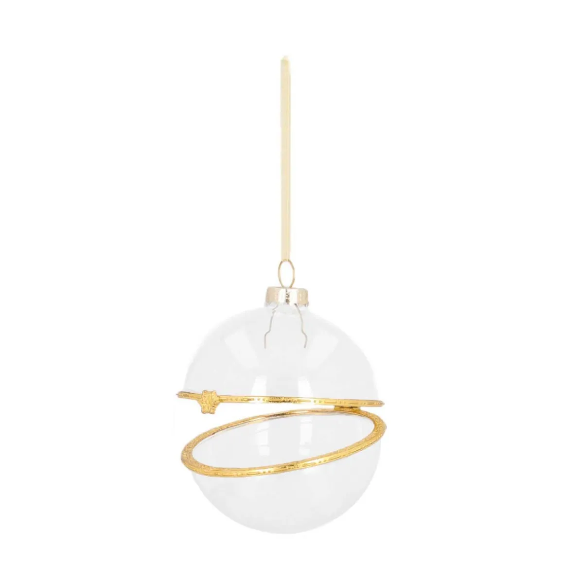 Transparent Fillable Christmas Bauble Made Of Glass 8 Cm Gold