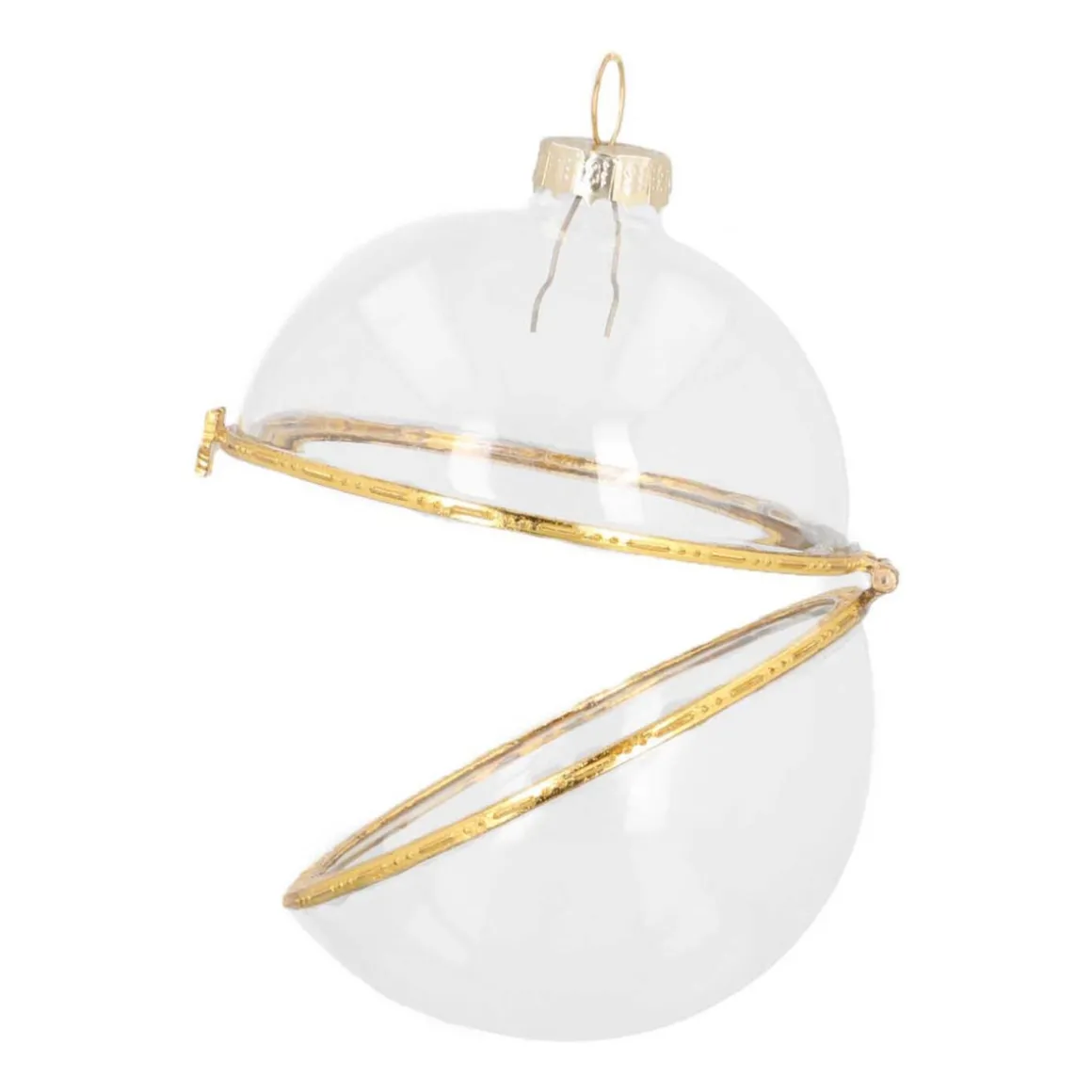 Transparent Fillable Christmas Bauble Made Of Glass 8 Cm Gold